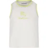 BURBERRY IVORY TANK TOP FOR GIRL WITH LOGO AND EQUESTRIAN KNIGHT