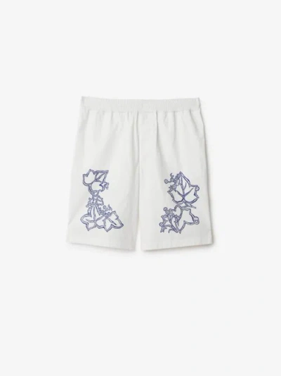 Burberry Ivy Cotton Blend Shorts In Chalk
