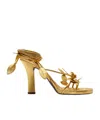 Burberry Ivy Flora Metallic Leather Sandals In Yellow