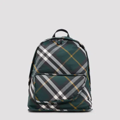Burberry Shield Check Nylon Backpack In Black