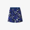 Burberry Elastic Stripe Waist Patterned Shorts In Knight