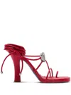 Burberry Ivy Shield Strappy Sandals In Red