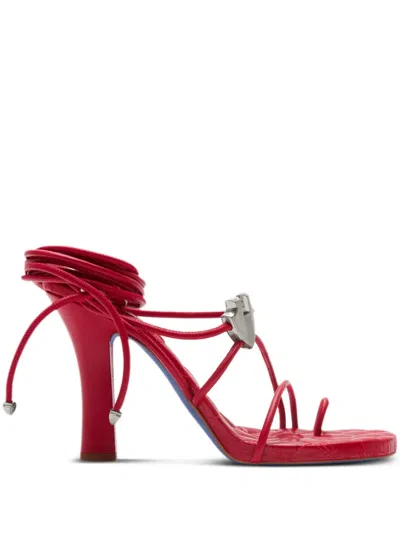 Burberry Ivy Shield Strappy Sandals In Red