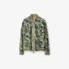 Burberry Ivy Leaf-print Silk Bomber Jacket In Safari