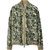 Burberry Ivy Leaf-print Silk Bomber Jacket In Safari