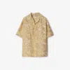 Burberry Beige Print Silk Shirt In Flax