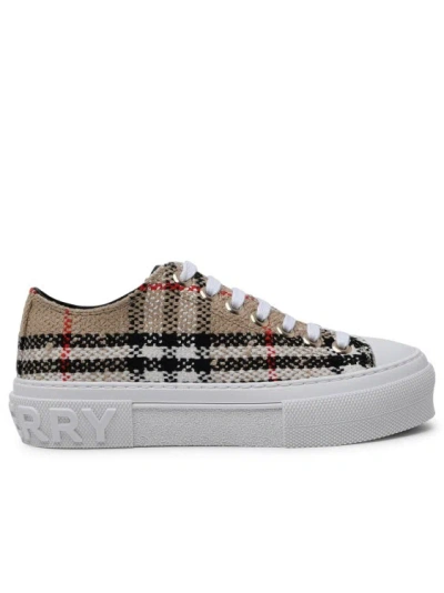Burberry Jack Beige Cotton Blend Sneakers In White