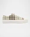 Burberry Check Embossed-logo Sneakers In Nude