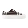 Burberry Canvas Sneakers With Embroidered Check Pattern In Multi
