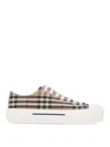 Burberry Beige Cotton Sneakers With Casual Chic Check Pattern In Beige