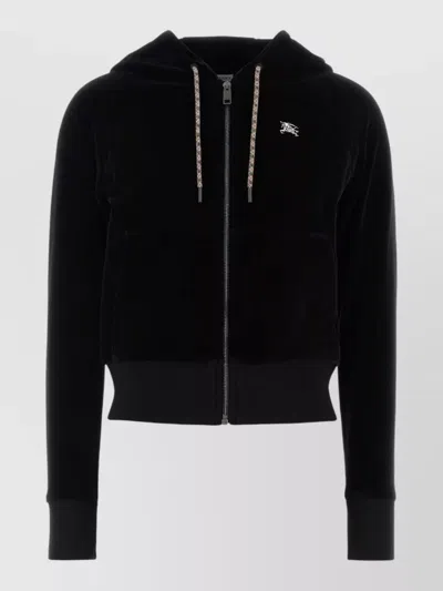 Burberry Knight Jewel Velour Zip Hoodie In Black