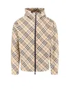 Burberry Checked Reversible Hooded Jacket In Beige