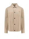 Burberry Gabardine Jacket With Collared Neck And Side Pockets In Beige