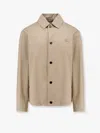 Burberry Gabardine Jacket With Collared Neck And Side Pockets In Beige