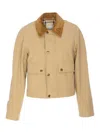 Burberry Beige Cropped Cotton Jacket In Beige