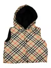 Burberry Reversible Vest With Check Pattern, With Solid Color Quilted Interior In Beige
