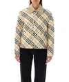 Burberry Cropped Check Quilted Barn Jacket In Beige