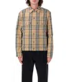 Burberry Tailored Cotton Jacket With Classic Plaid Pattern In Beige