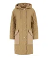 Burberry Diamond-quilted Hooded Parka Coat In Beige