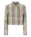 Burberry Cropped Checkered Jacket For In Beige