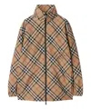 Burberry Waisted Check Hooded Jacket In Beige