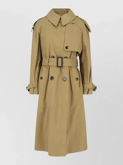 Burberry Jacket Belted Waist Epaulettes Buttoned Cuffs In Brown