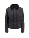 Burberry Oldham Black Quilted Jacket With Corduroy Collar In Tech Fabric Woman In Black