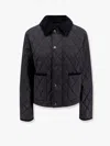 Burberry Oldham Black Quilted Jacket With Corduroy Collar In Tech Fabric Woman In Black