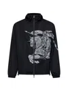 Burberry Black Nylon Ekd Hooded Jacket In Black Ip Pattern