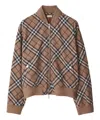 Burberry Check Print Wool Blend Harrington Jacket In Brown