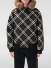 Burberry High-neck Zip-up Checked Jacket In Braun