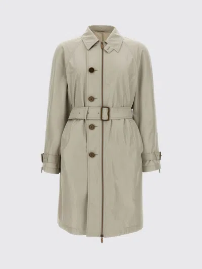 Burberry Silk Waist Belt Buckle Long Sleeve Coat In Gray
