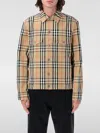 Burberry Tailored Cotton Jacket With Classic Plaid Pattern In Sand