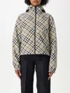 Burberry Cropped Reversible Check Jacket In Beige