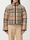 Burberry Vintage Check Cropped Puffer Jacket In Beige
