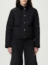 Burberry Oldham Black Quilted Jacket With Corduroy Collar In Tech Fabric Woman In Black