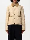 Burberry Oldham Beige Quilted Jacket With Corduroy Collar In Tech Fabric Woman In Neutral