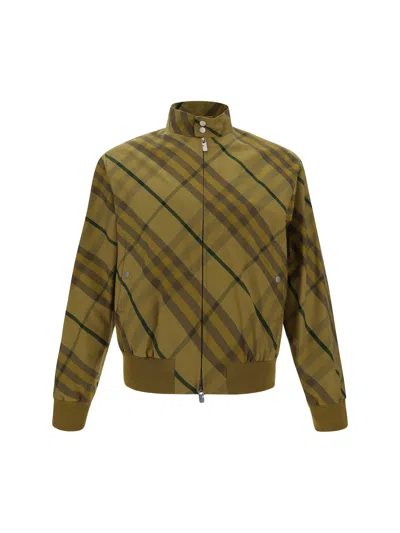 Burberry Cotton Jacket With Check Motif In Yellow