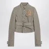Burberry Beige Jacket In Cotton Canvas With B Shield Emblem