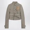 Burberry Beige Jacket In Cotton Canvas With B Shield Emblem