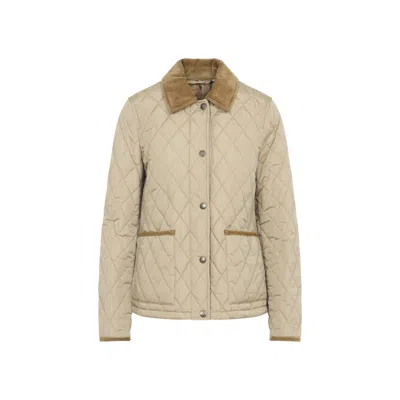 Burberry Sand Beige Quilted Jacket In Multi