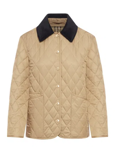 Burberry Cropped Quilted Nylon Jacket In Nude & Neutrals