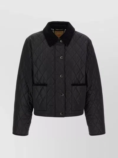 Burberry Jacket Quilted Corduroy Collar In Black