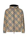 Burberry Men Embroidered Polyester Reversible Jacket In Sand Ip Check