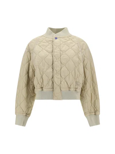 Burberry Quilted Bomber Jacket In White