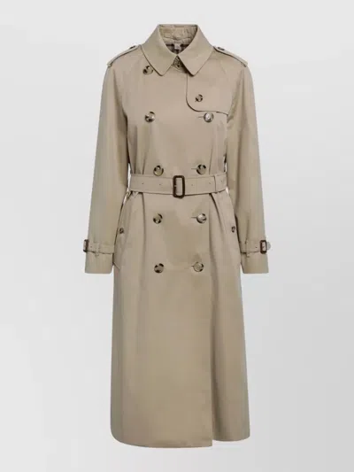 Burberry Waterloo Long Cotton Gabardine Trench Coat In Honey In Neutral