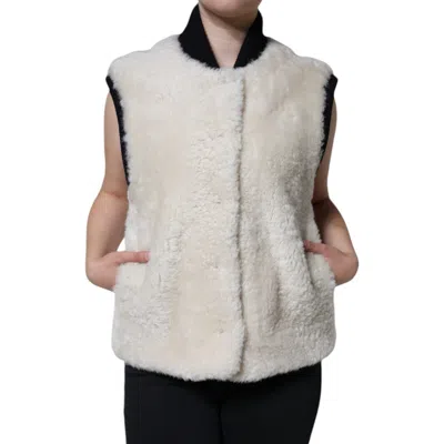 Pre-owned Burberry Jacket White Warrenford Shearling Leather Vest Coat It44/us10/l 3690usd