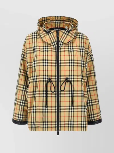 Burberry Jacket With Drawstring Waist And Hood In Neutral