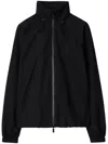 Burberry Logo Embossed Drawstring Jacket In Black
