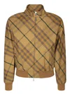 Burberry Check Motif Zip-up Bomber Jacket In Yellow
